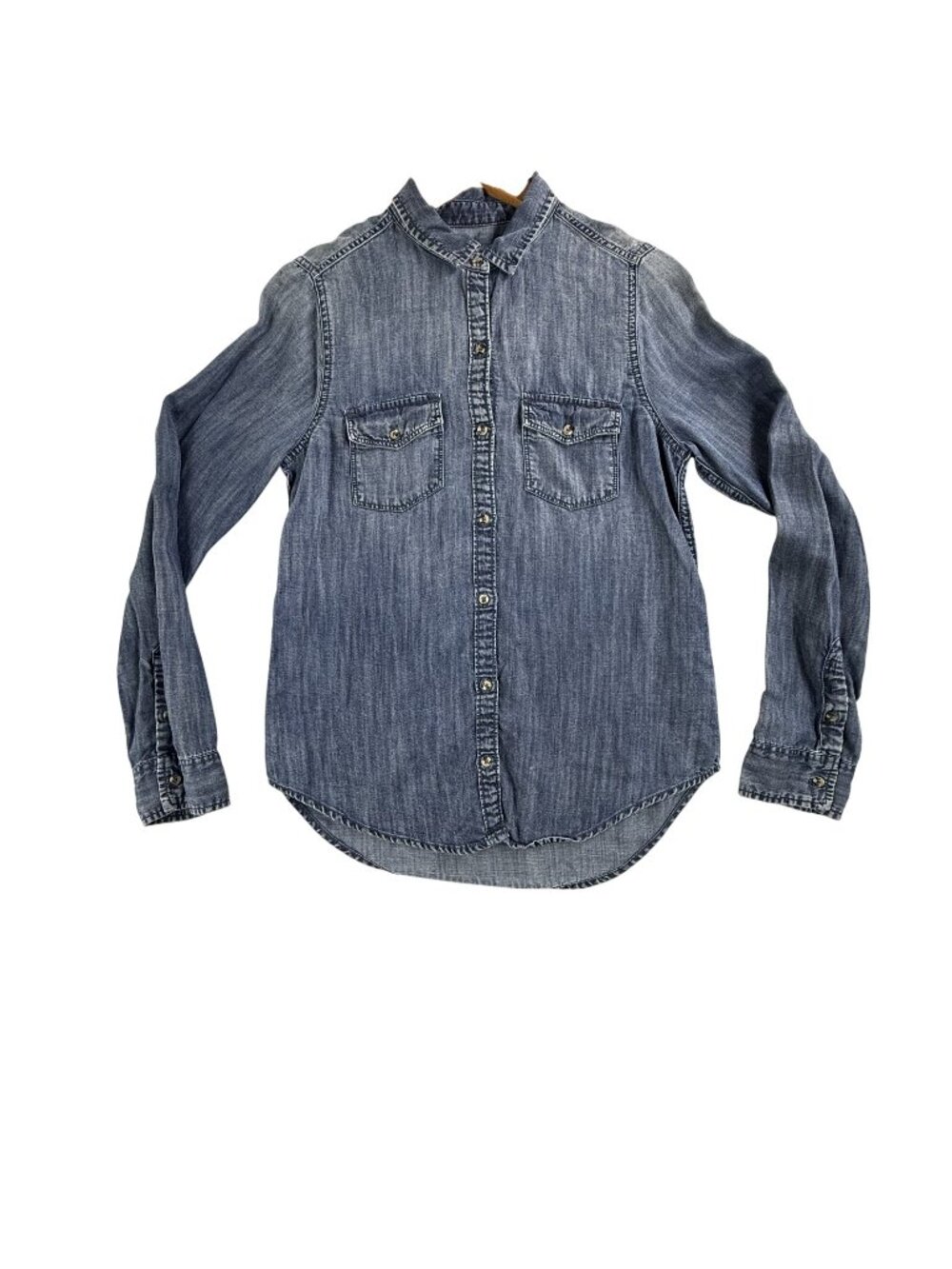 Abercrombie & Fitch Shirt Womens Small Blue Denim Button Up Long Sleeve Western